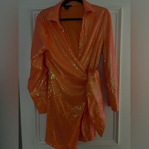 Shimmering Orange Wrap Dress - Life Of A Showgirl !!